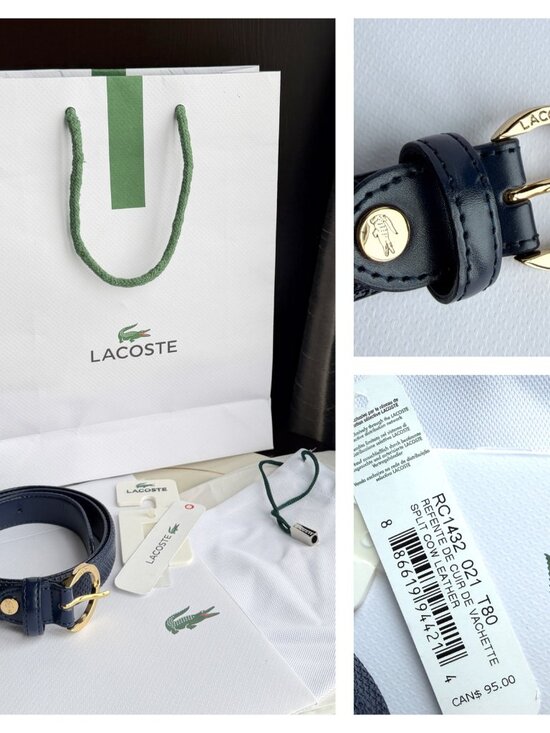 Lacoste Accessories - NWT - LACOSTE - Blue Cow leather belt 80/32